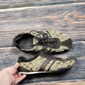 Women's Size 12M Coach Tan and Brown Patterned Sneakers